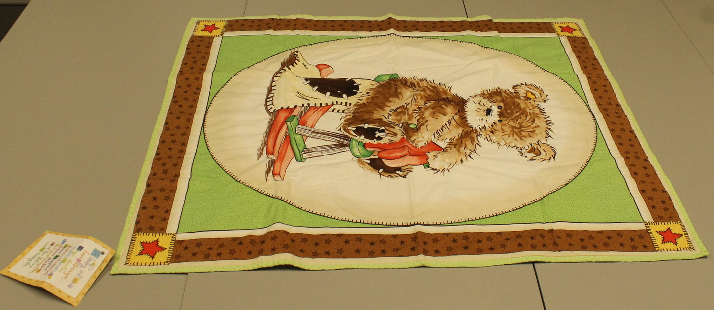 New Quilted Panel Blanket - Cute Teddy Bear Design - Approx. 35 x 43 Inches