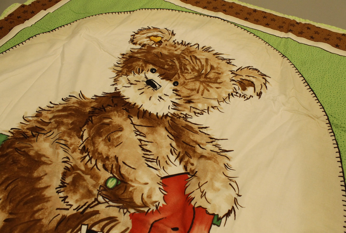 New Quilted Panel Blanket - Cute Teddy Bear Design - Approx. 35 x 43 Inches