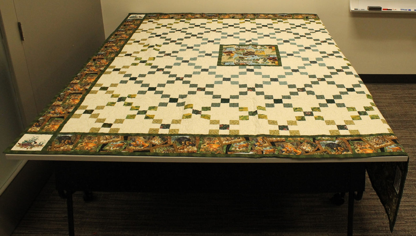 Handmade Canadian Marshland Wildlife Quilt Set (Double Size with 2 Shams)