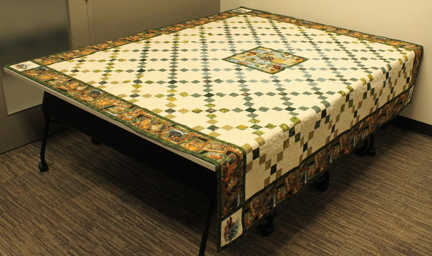 Handmade Canadian Marshland Wildlife Quilt Set (Double Size with 2 Shams)