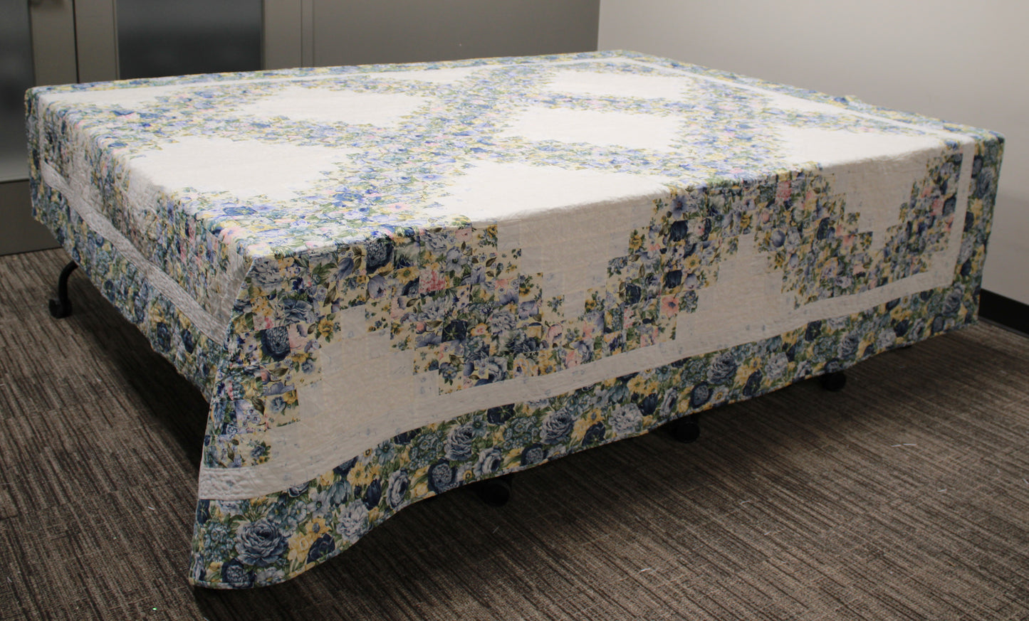 Hand-Pieced and Hand-Quilted King Floral Quilt
