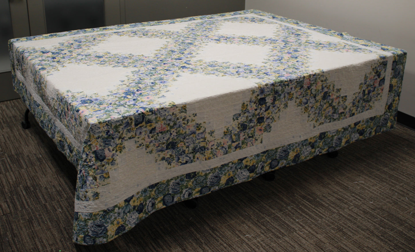 Hand-Pieced and Hand-Quilted King Floral Quilt