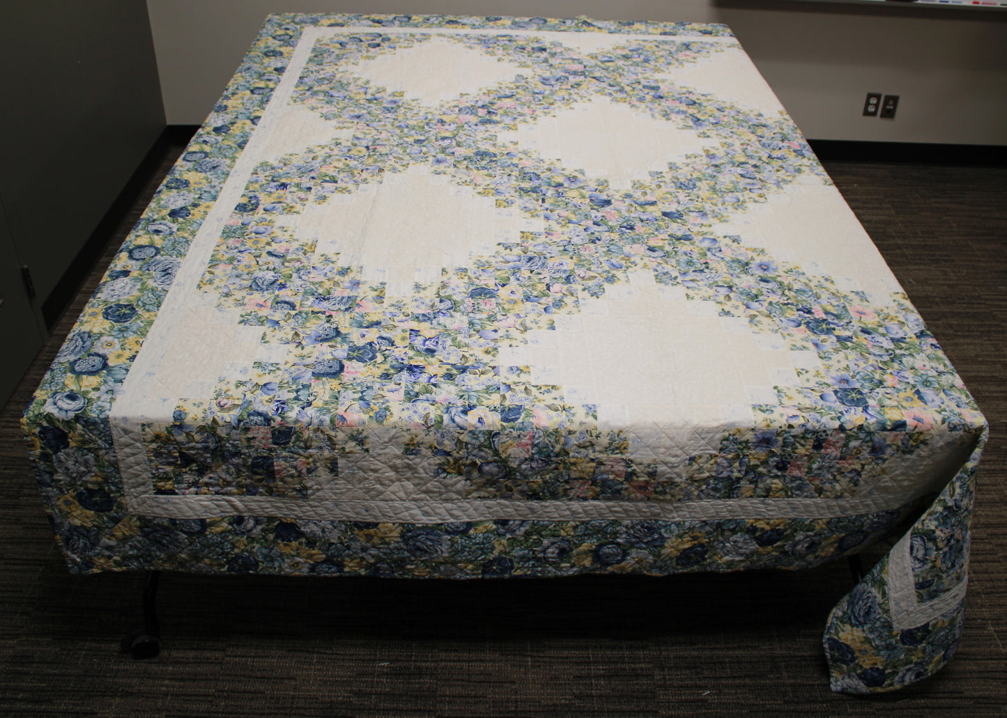 Hand-Pieced and Hand-Quilted King Floral Quilt