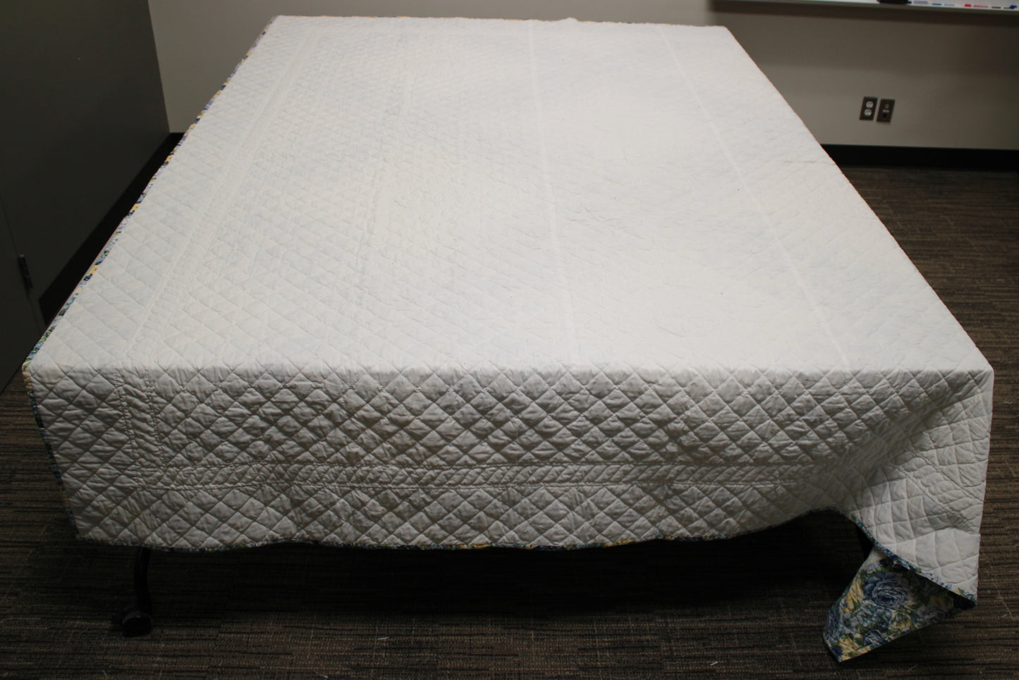 Hand-Pieced and Hand-Quilted King Floral Quilt