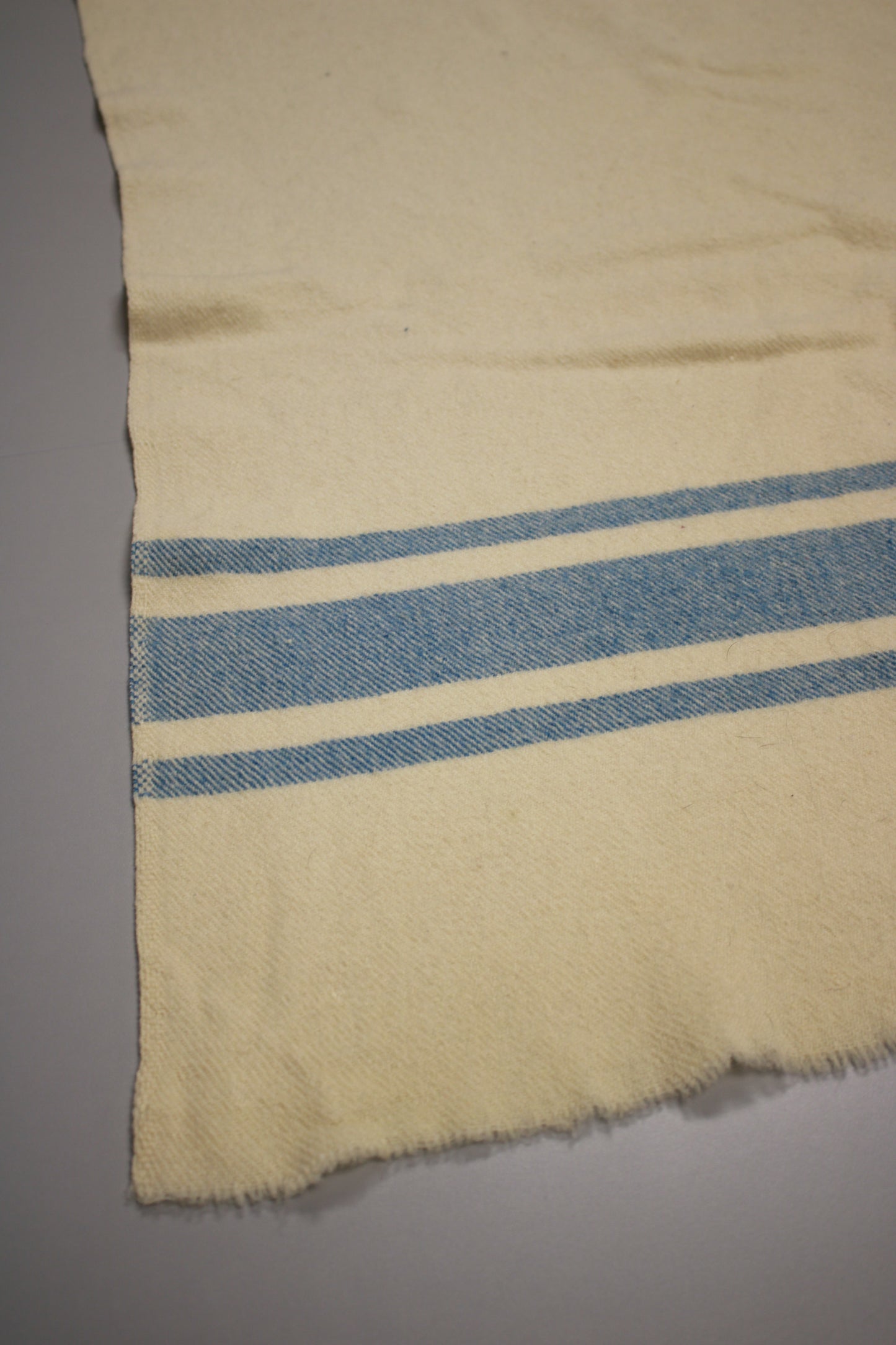 Vintage Blue Striped Wool Blanket - Ideal Upcycling Project