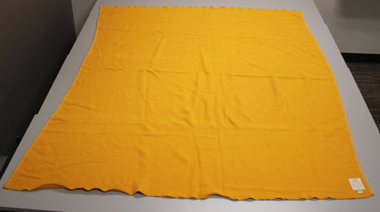 Vintage Pure New Wool Blanket Mustard Gold 185 x 230 cm