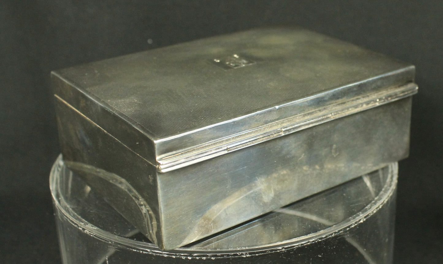 Vintage Bermuda Silver-Plated Wooden Lined Trinket Box with Crest