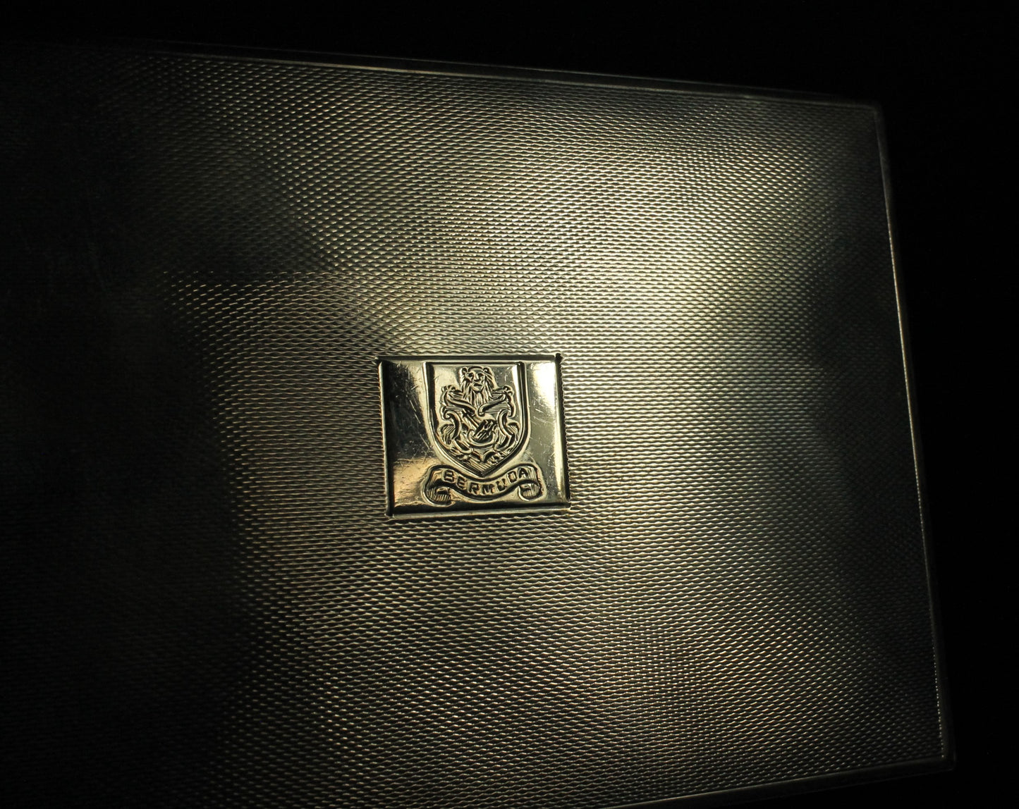 Vintage Bermuda Silver-Plated Wooden Lined Trinket Box with Crest