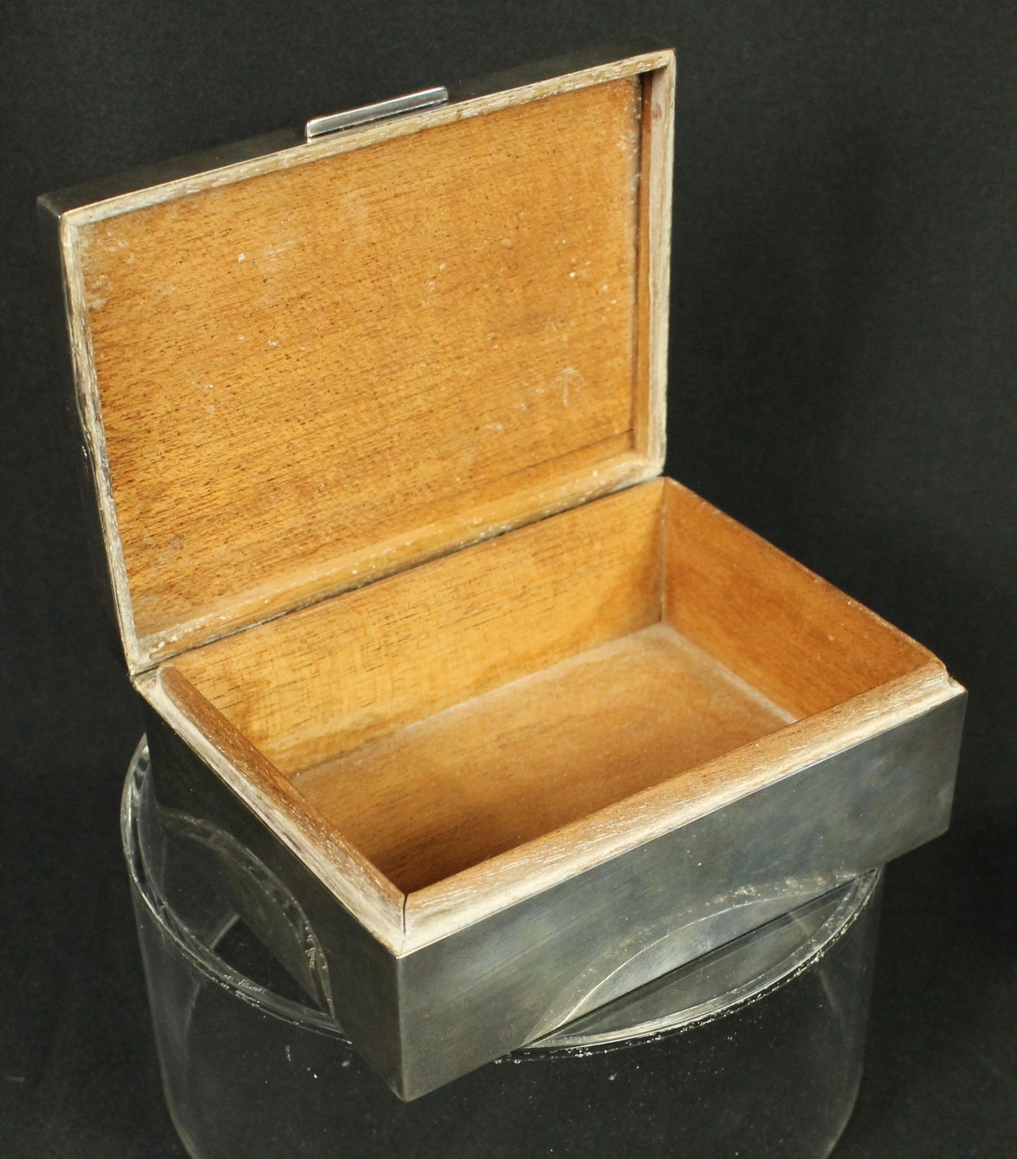 Vintage Bermuda Silver-Plated Wooden Lined Trinket Box with Crest