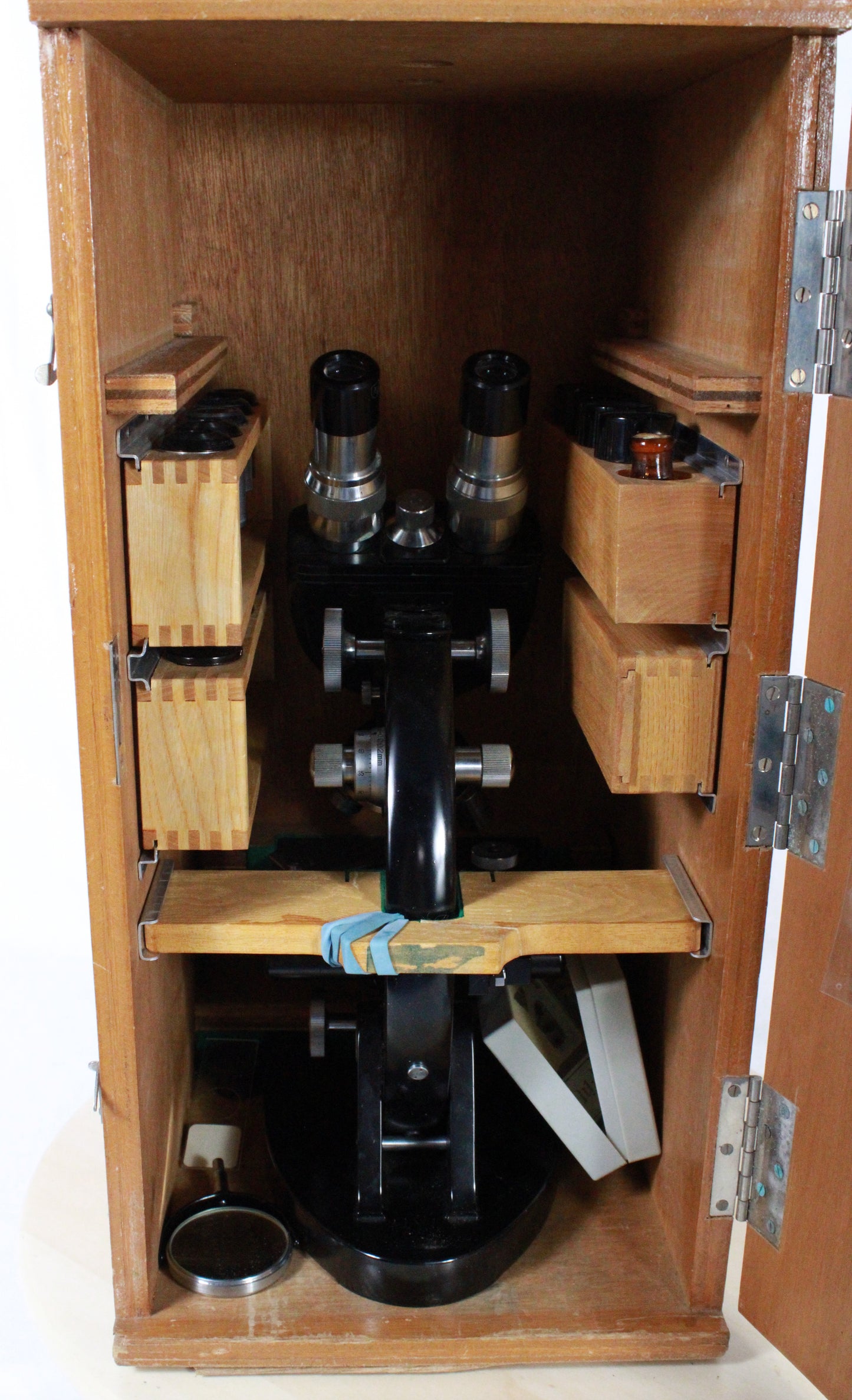 Vintage Bristol Binocular Microscope Set No. 7411 in Original Cabinet