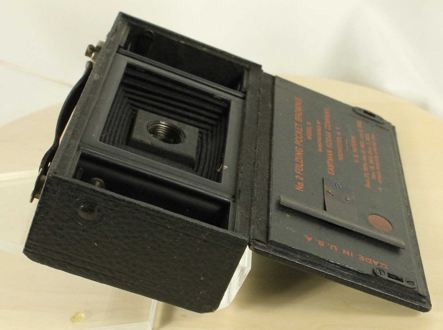 Antique Kodak No. 2 Folding Pocket Brownie Model B Camera with Red Bellows (Early 1900s)