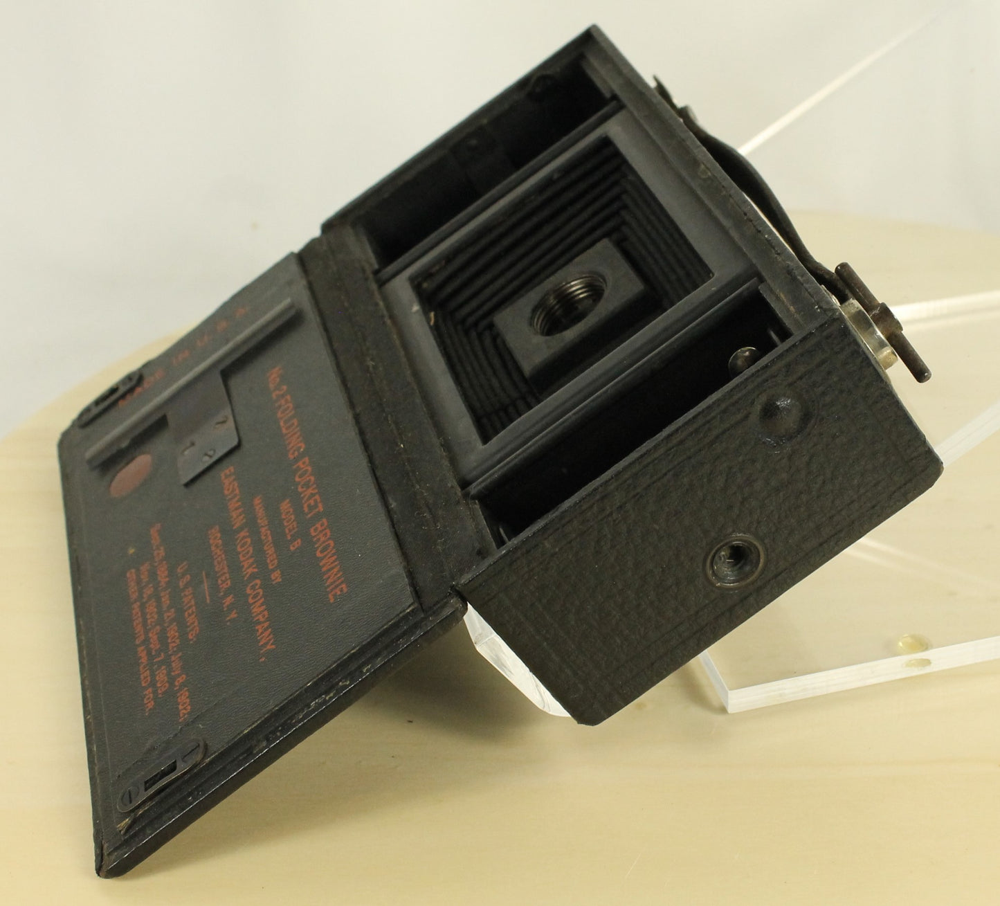 Antique Kodak No. 2 Folding Pocket Brownie Model B Camera with Red Bellows (Early 1900s)