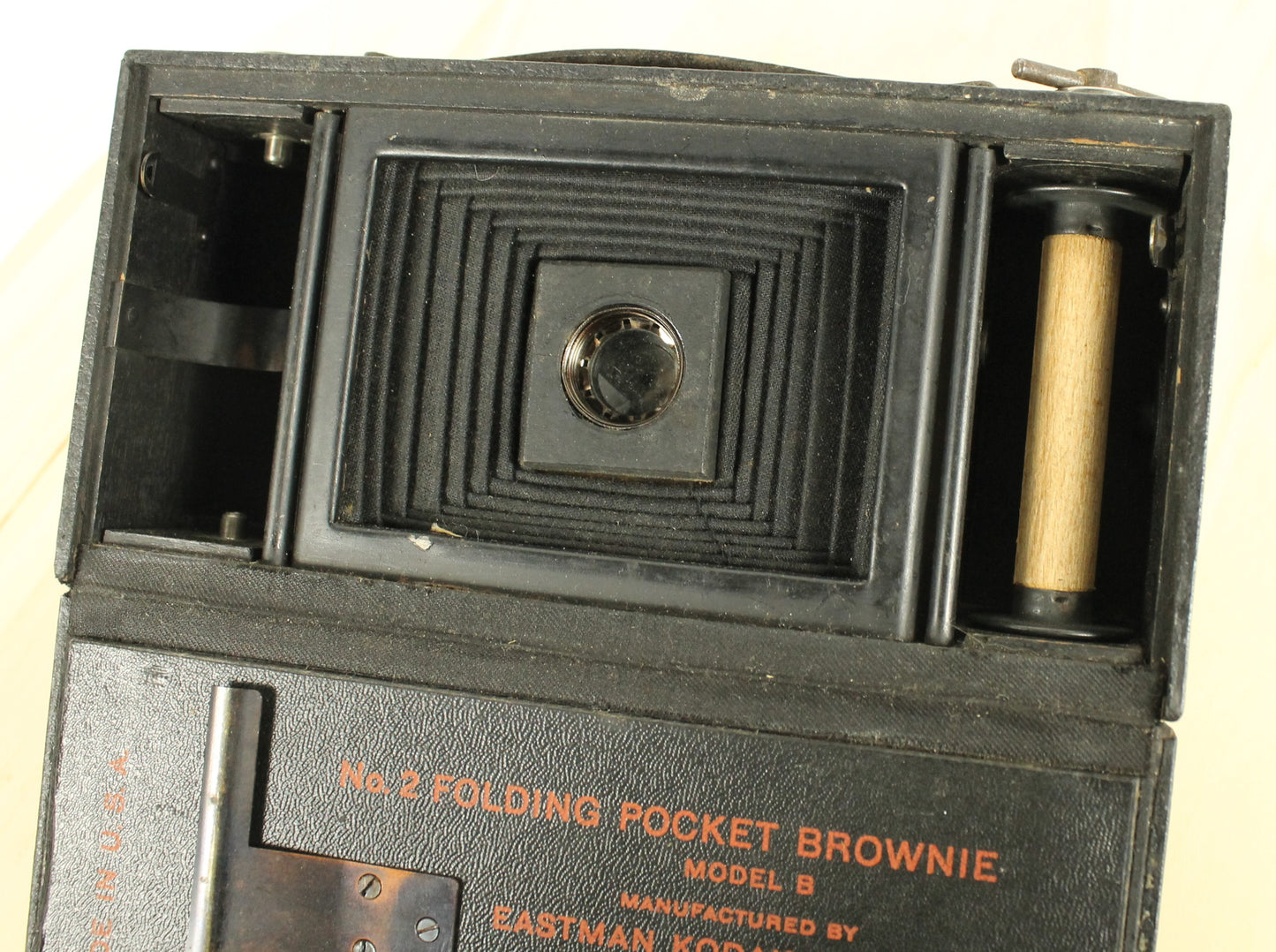Antique Kodak No. 2 Folding Pocket Brownie Model B Camera with Red Bellows (Early 1900s)