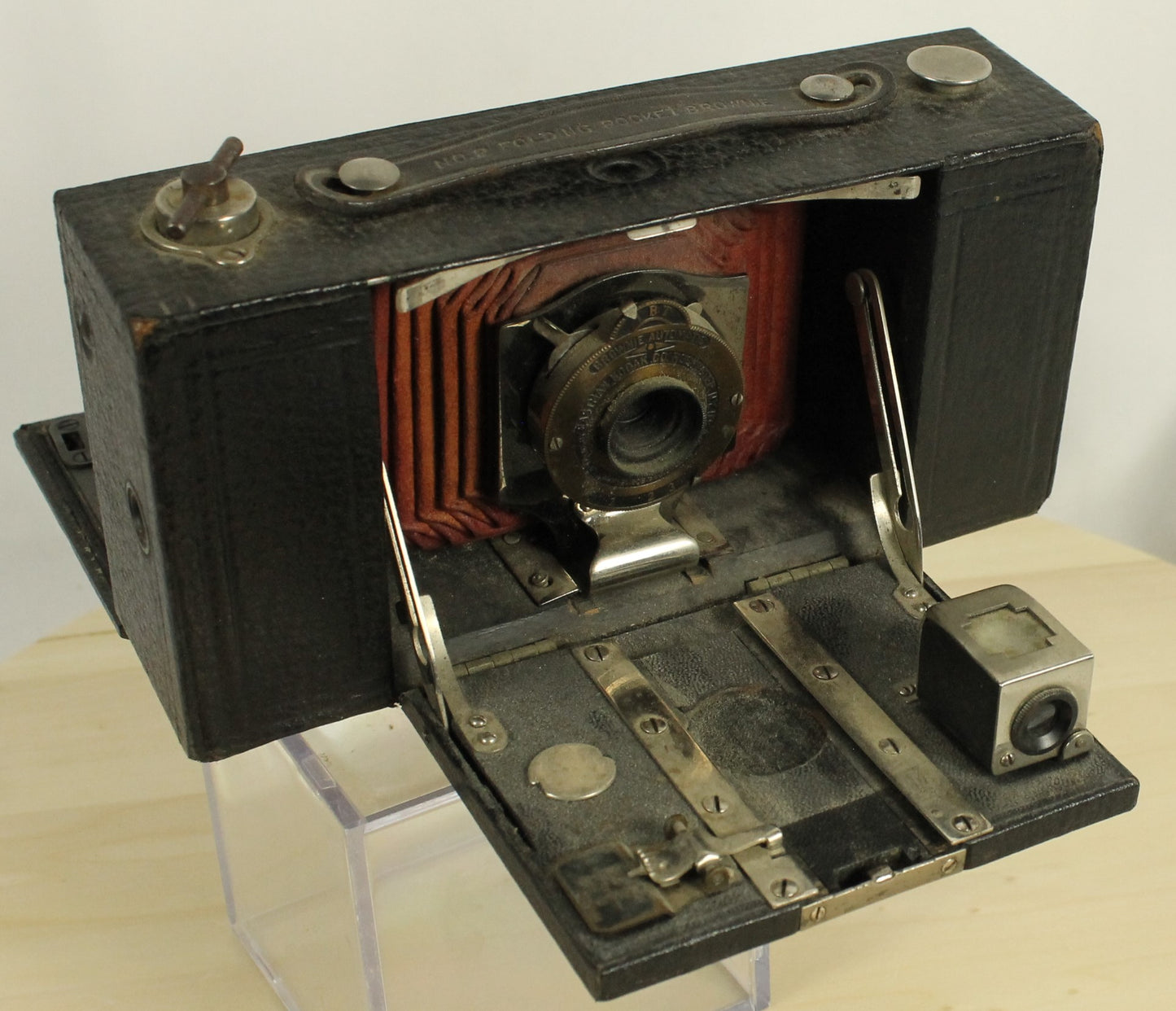 Antique Kodak No. 2 Folding Pocket Brownie Model B Camera with Red Bellows (Early 1900s)