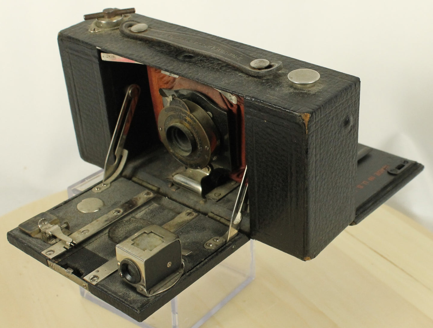 Antique Kodak No. 2 Folding Pocket Brownie Model B Camera with Red Bellows (Early 1900s)
