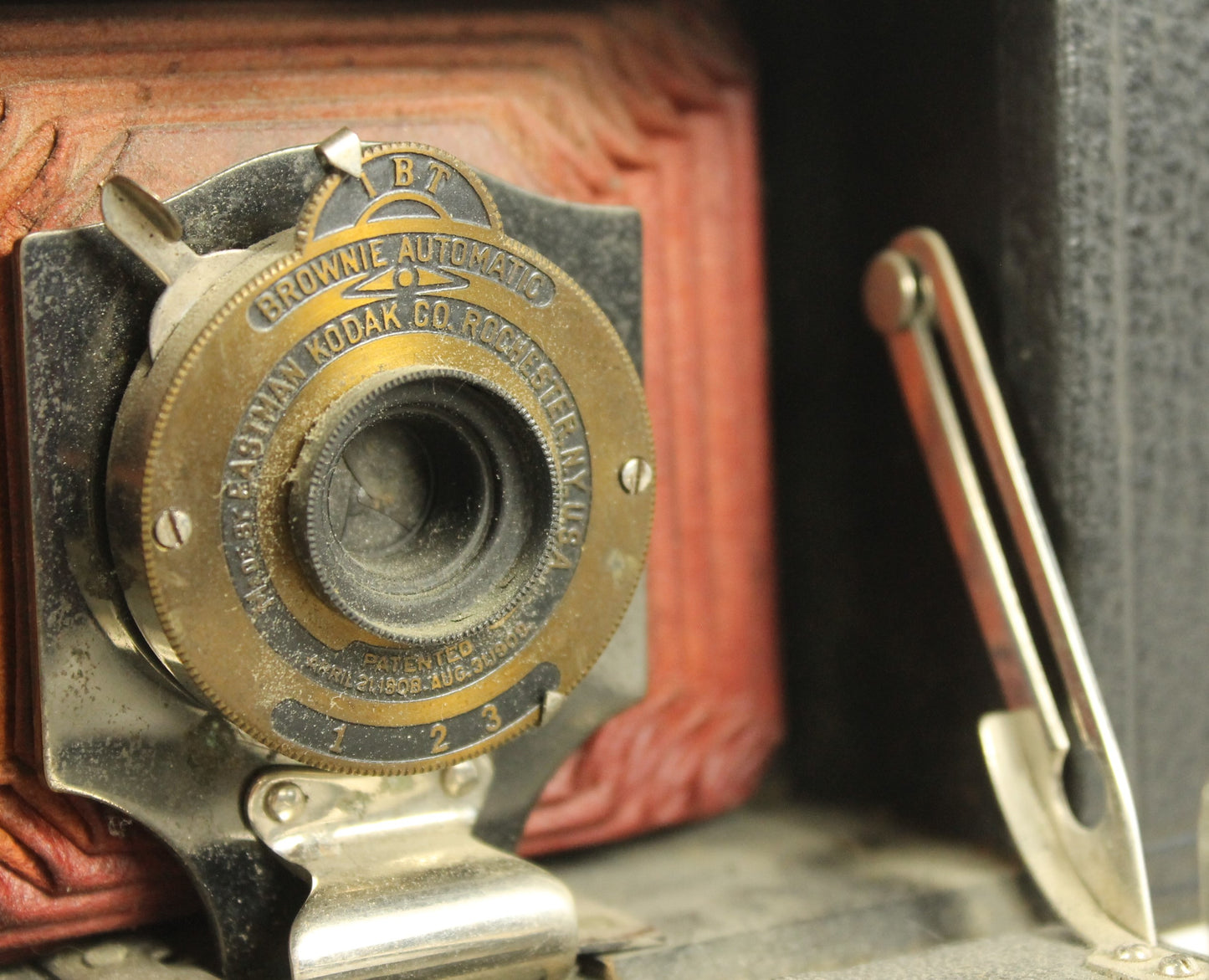 Antique Kodak No. 2 Folding Pocket Brownie Model B Camera with Red Bellows (Early 1900s)