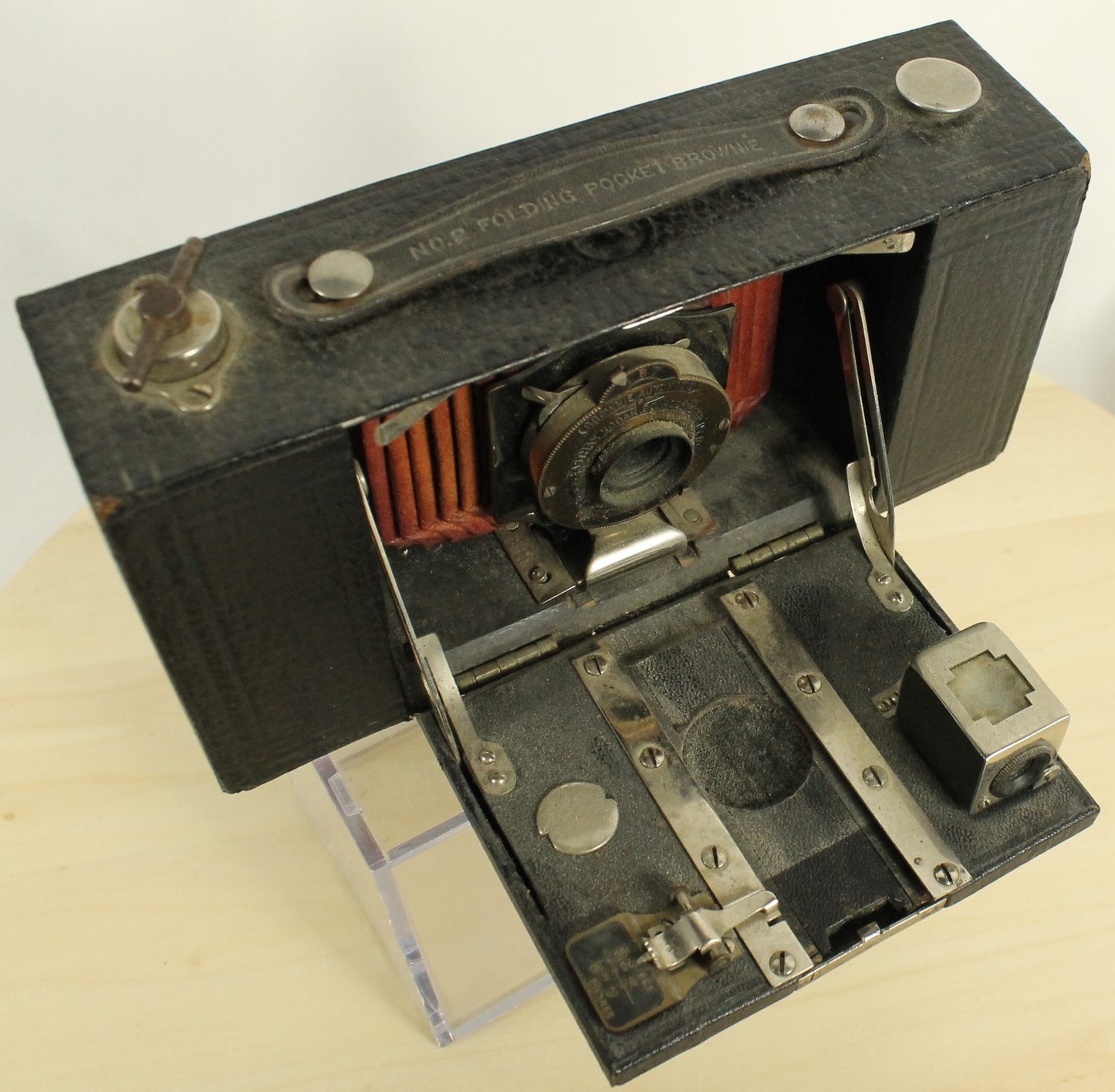 Antique Kodak No. 2 Folding Pocket Brownie Model B Camera with Red Bellows (Early 1900s)