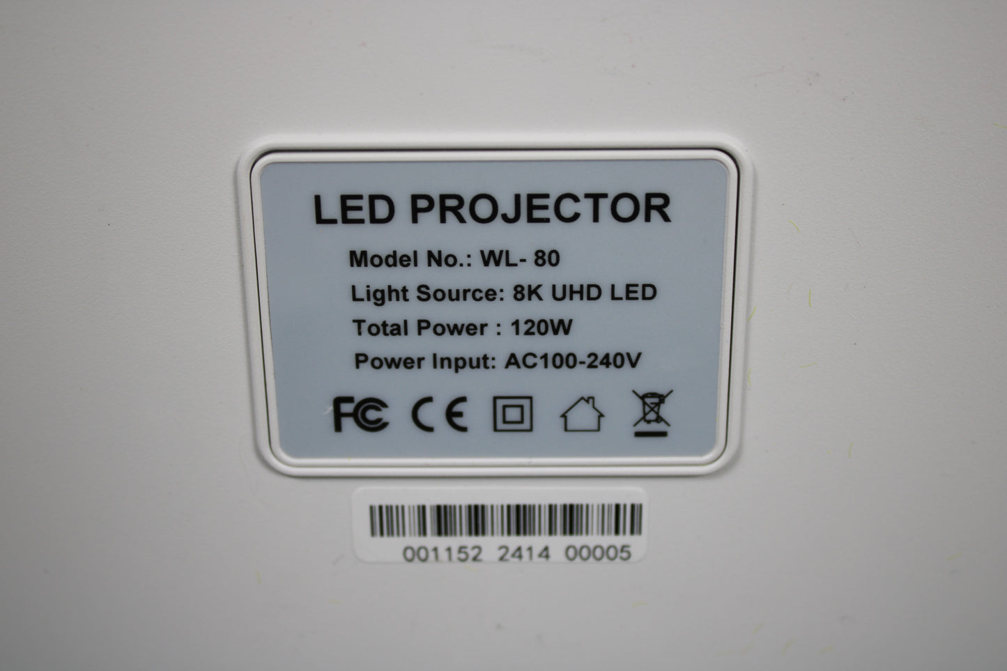 Williams WL-80 8K UHD LED Home Theater Projector with Remote and Bracket Mount