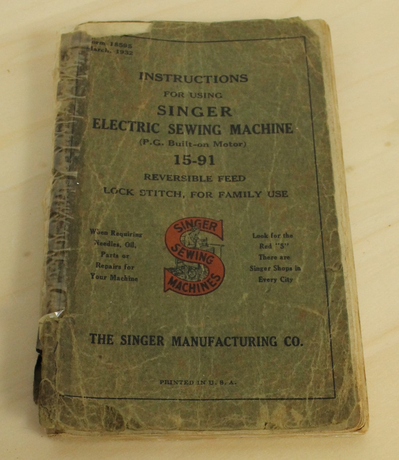Working 1936 Singer 15-91 "Potted Motor" Sewing Machine with Case - Straight Stitch Workhorse!