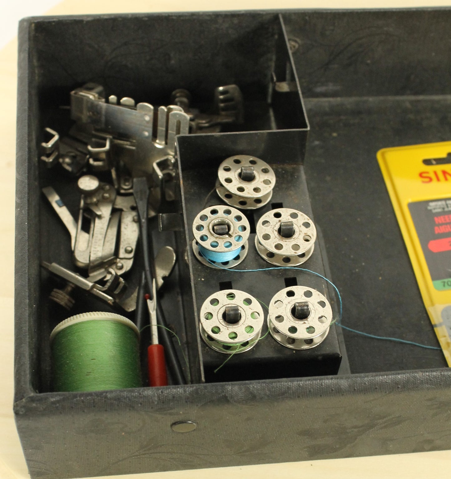 Vintage 1951 Singer Featherweight Model 221-1 Sewing Machine in Case, with Accessories and Original Manual