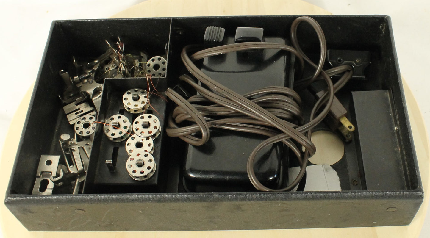 Vintage 1948 Singer Featherweight 221 (S/N EE575605) with Original Case & Huge Accessory Lot