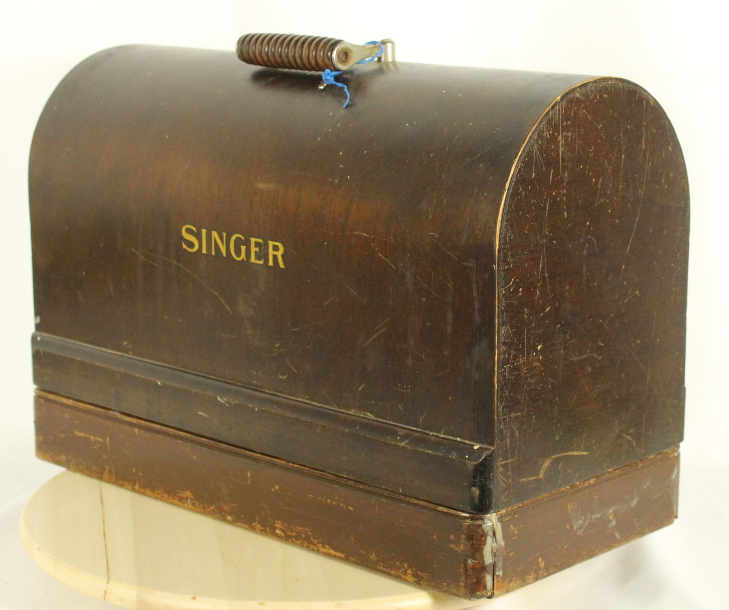 Antique 1923 Singer Model 128-3 "Red Eye" Sewing Machine with Case and Buttonholer Attachment