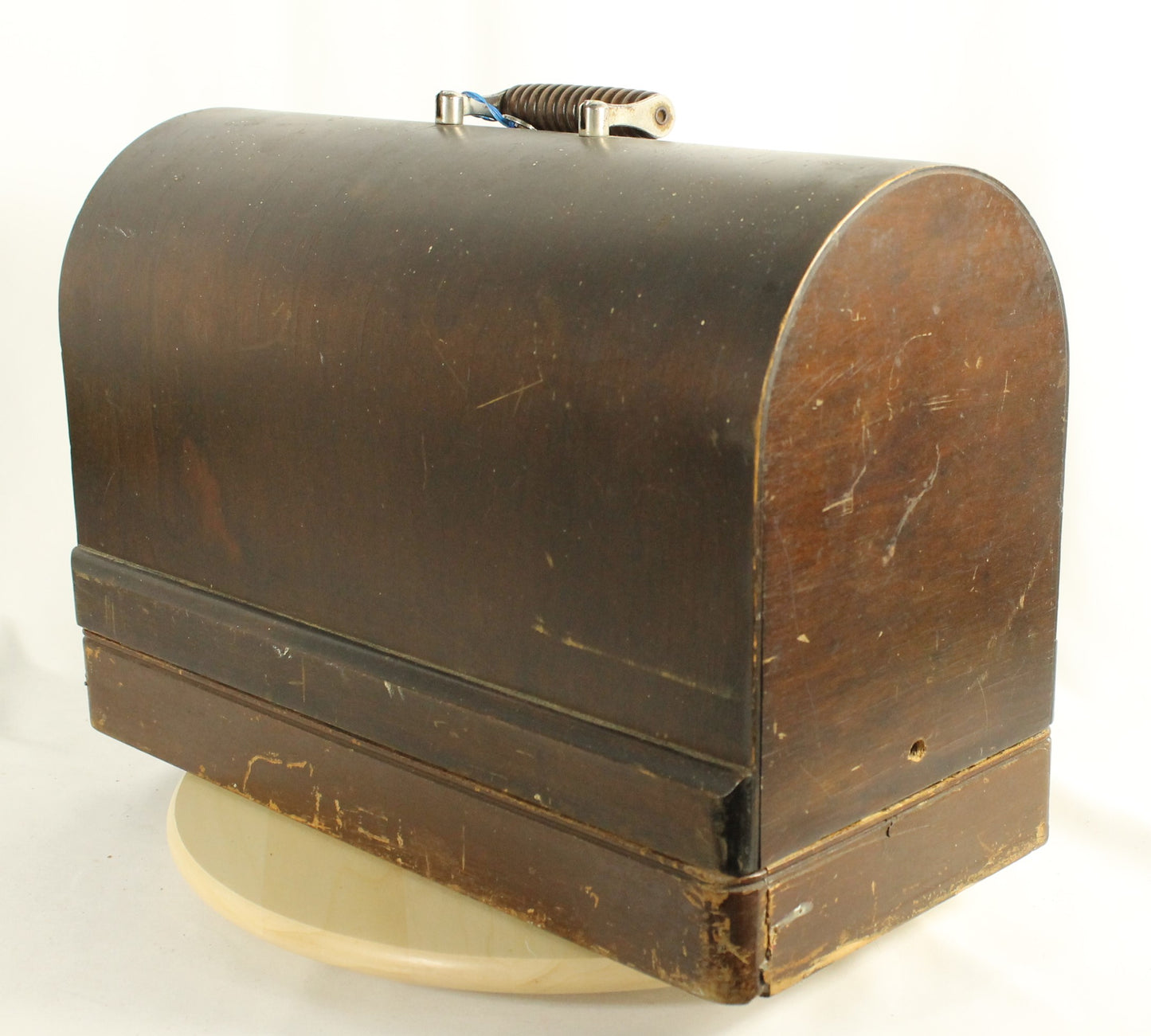 Antique 1923 Singer Model 128-3 "Red Eye" Sewing Machine with Case and Buttonholer Attachment