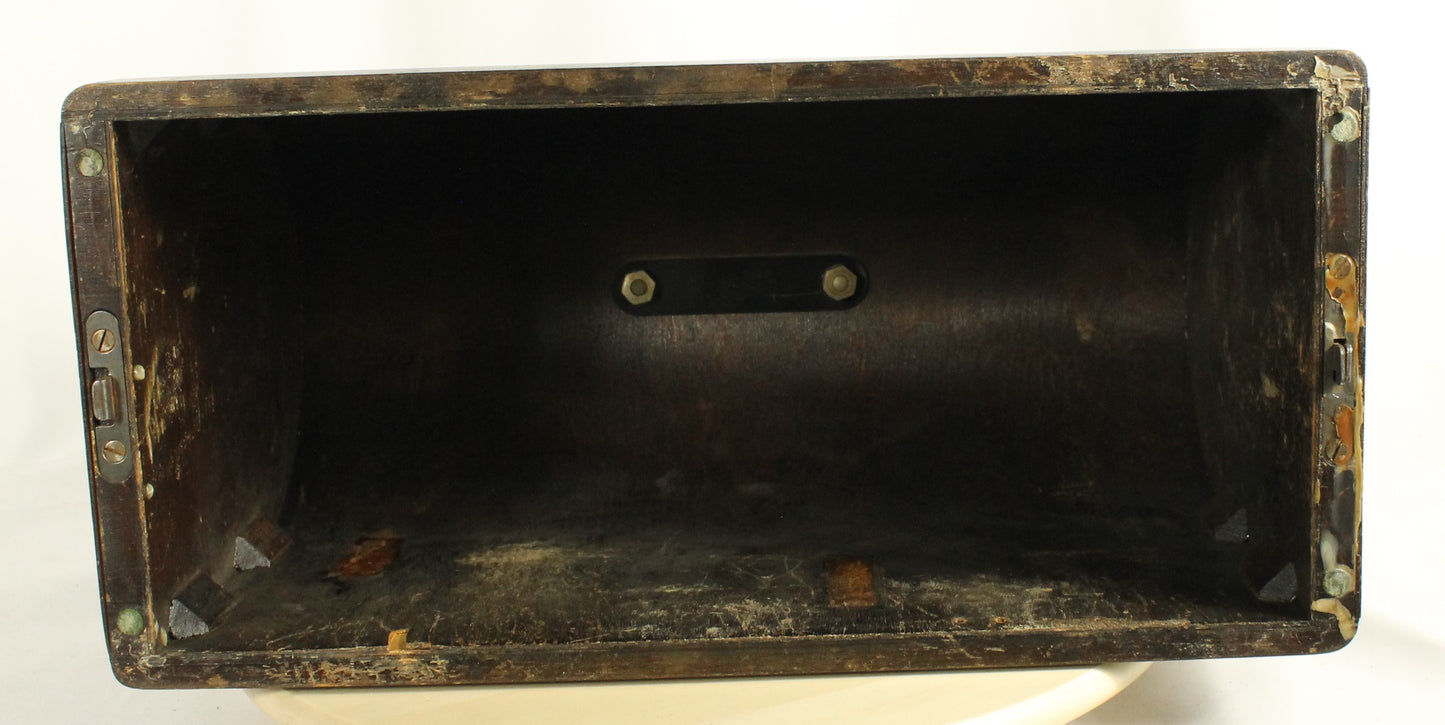 Antique 1923 Singer Model 128-3 "Red Eye" Sewing Machine with Case and Buttonholer Attachment