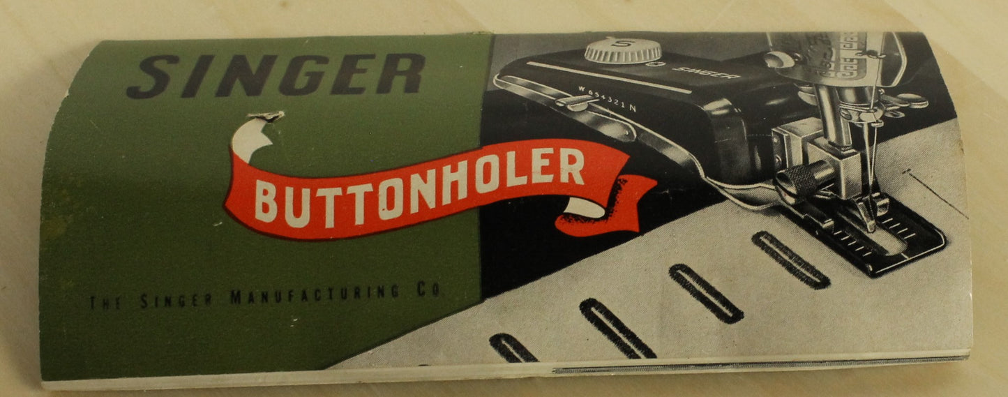 Antique 1923 Singer Model 128-3 "Red Eye" Sewing Machine with Case and Buttonholer Attachment