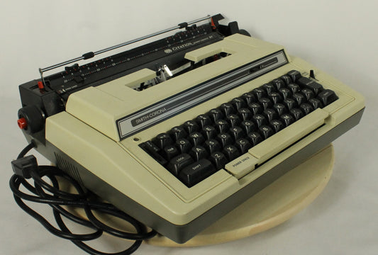 SCM Smith-Corona Coronet XT Portable Electric Typewriter - Beige/Black Retro Look