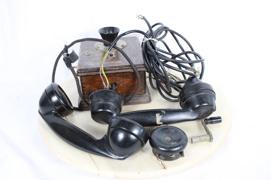 Antique 1912 Western Electric Wood Inter-phone with Siemens Handsets