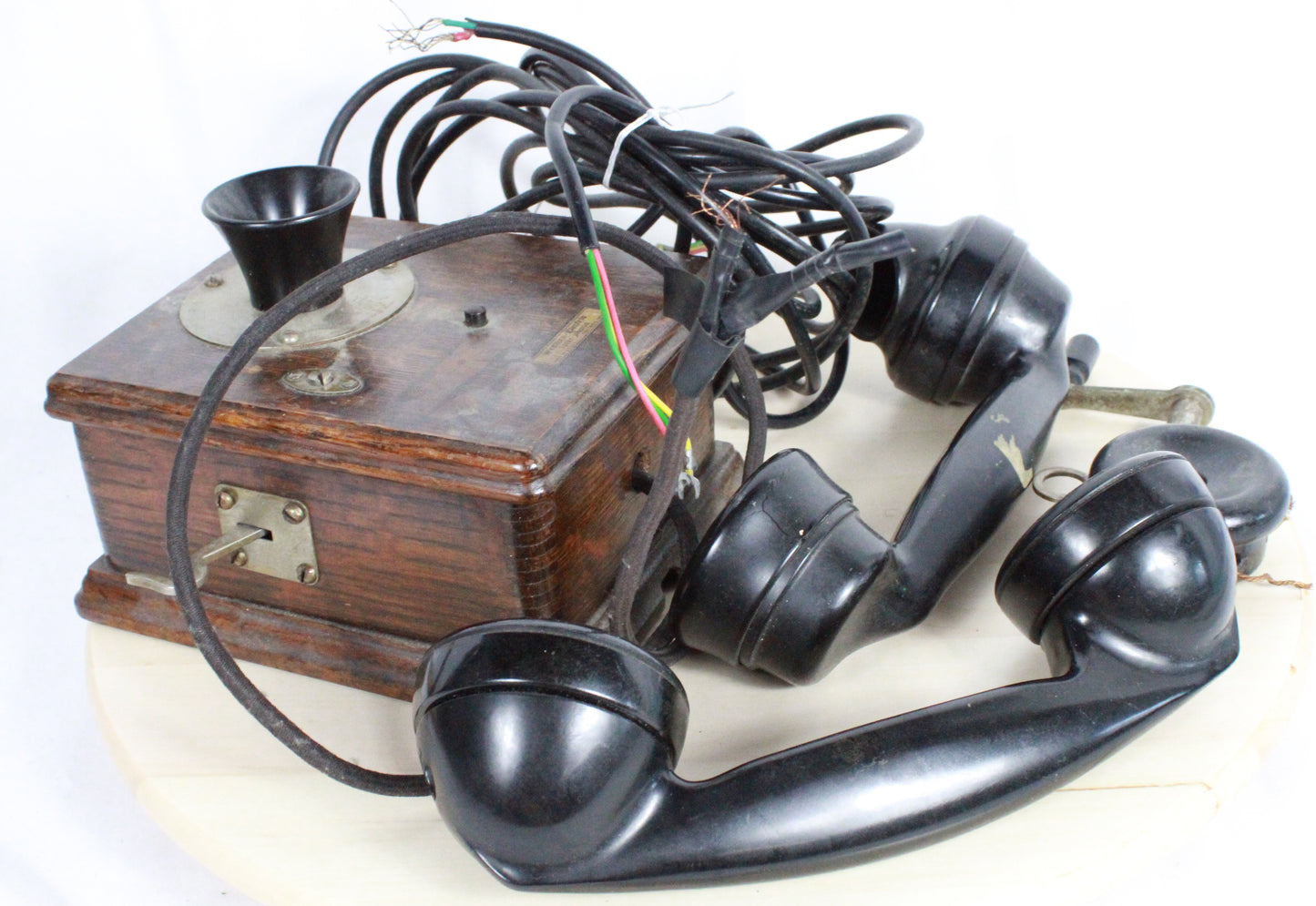Antique 1912 Western Electric Wood Inter-phone with Siemens Handsets