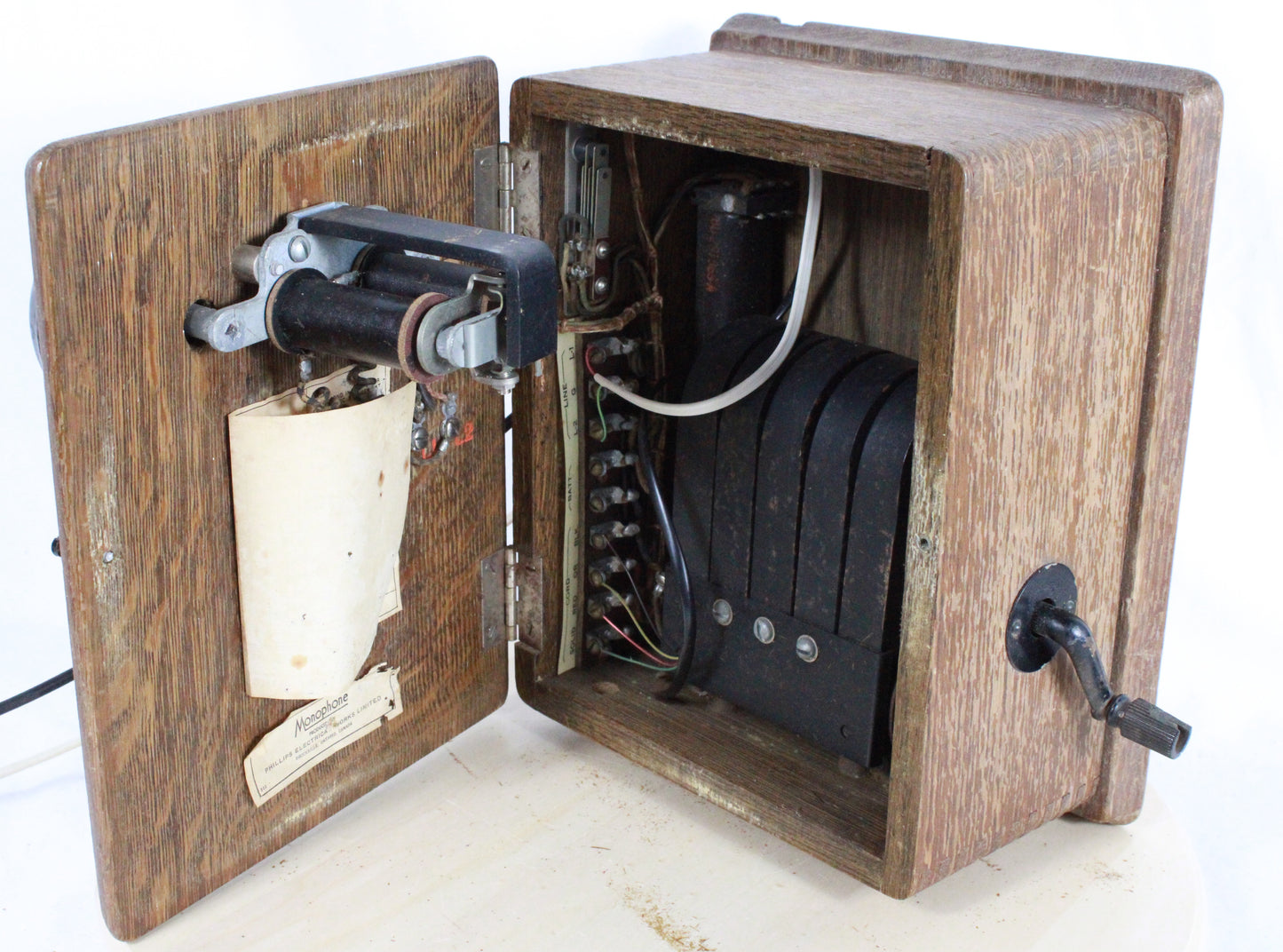 Antique Western Electric Oak Magneto Wall Telephone Box