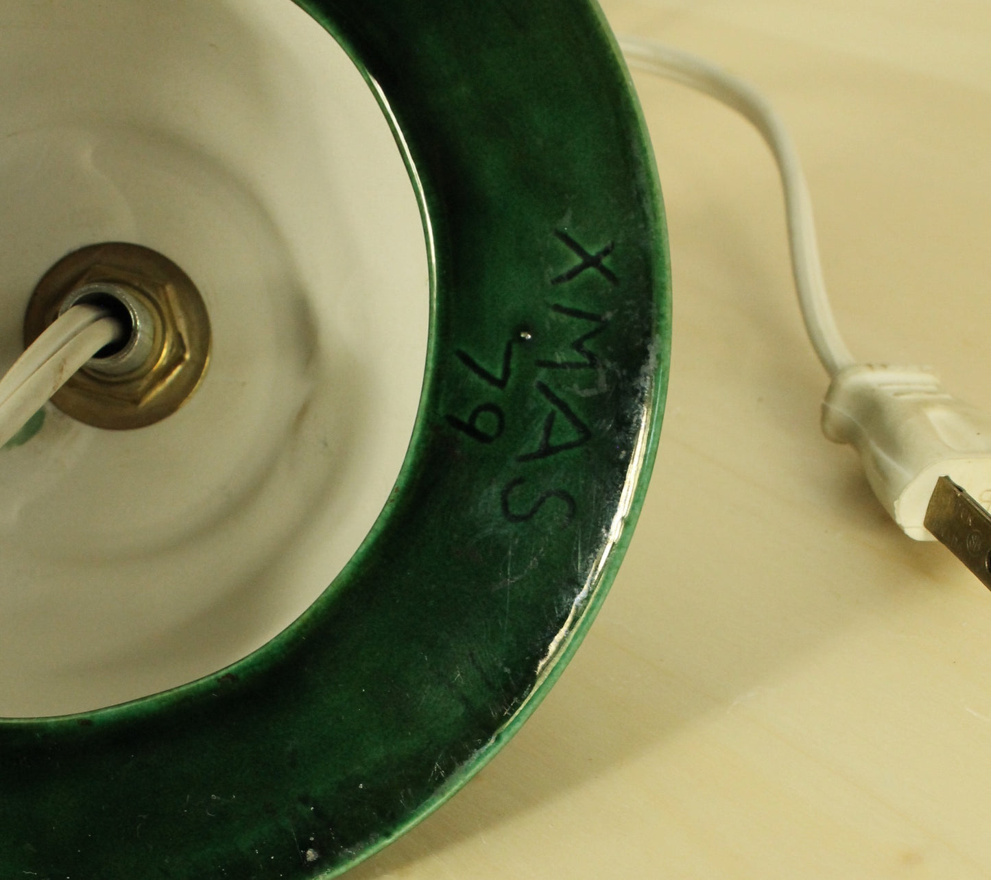 Vintage Ceramic Christmas Tree with 1979 Inscription (9.5 Inch)