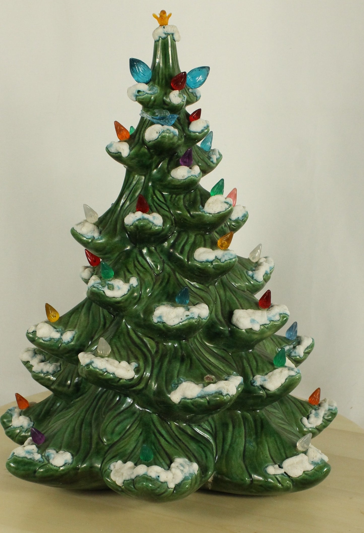 Large Vintage Flocked Ceramic Christmas Tree Top (14.5 Inch, Project Piece)