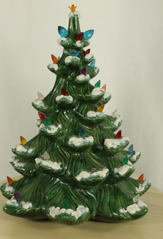 Large Vintage Flocked Ceramic Christmas Tree Top (14.5 Inch, Project Piece)