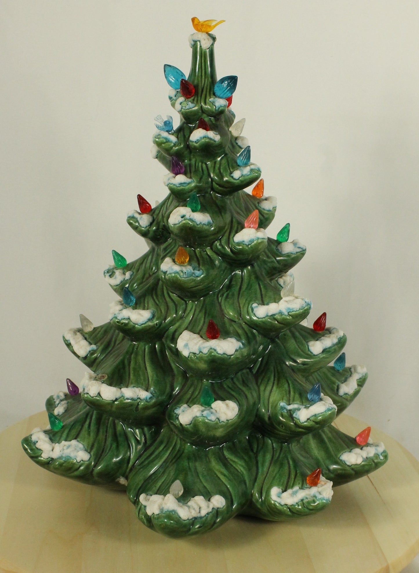 Large Vintage Flocked Ceramic Christmas Tree Top (14.5 Inch, Project Piece)