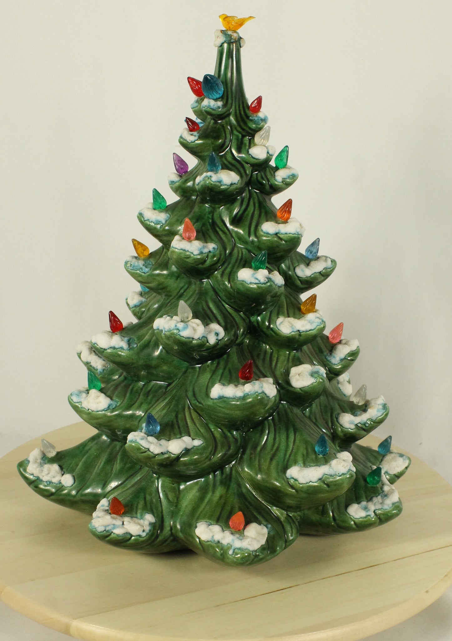 Large Vintage Flocked Ceramic Christmas Tree Top (14.5 Inch, Project Piece)