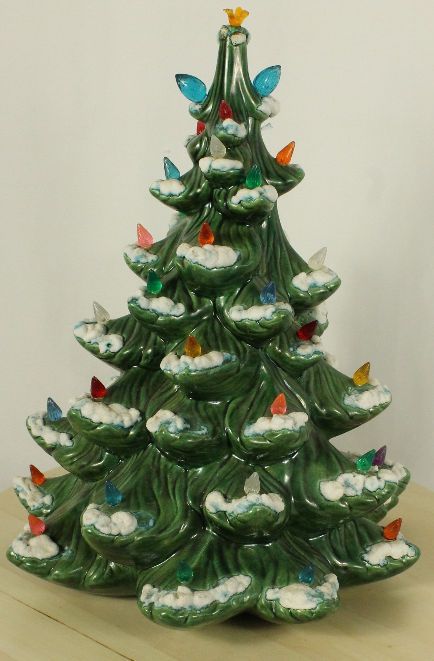 Large Vintage Flocked Ceramic Christmas Tree Top (14.5 Inch, Project Piece)