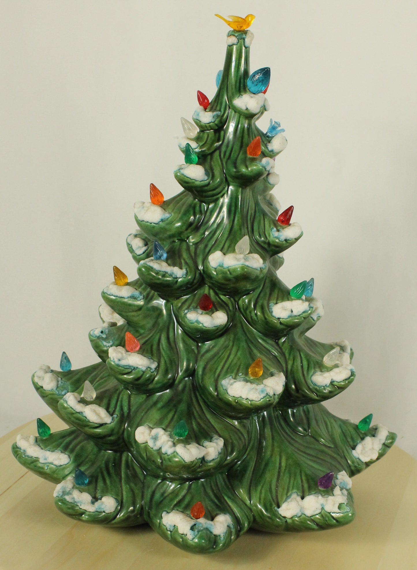 Large Vintage Flocked Ceramic Christmas Tree Top (14.5 Inch, Project Piece)