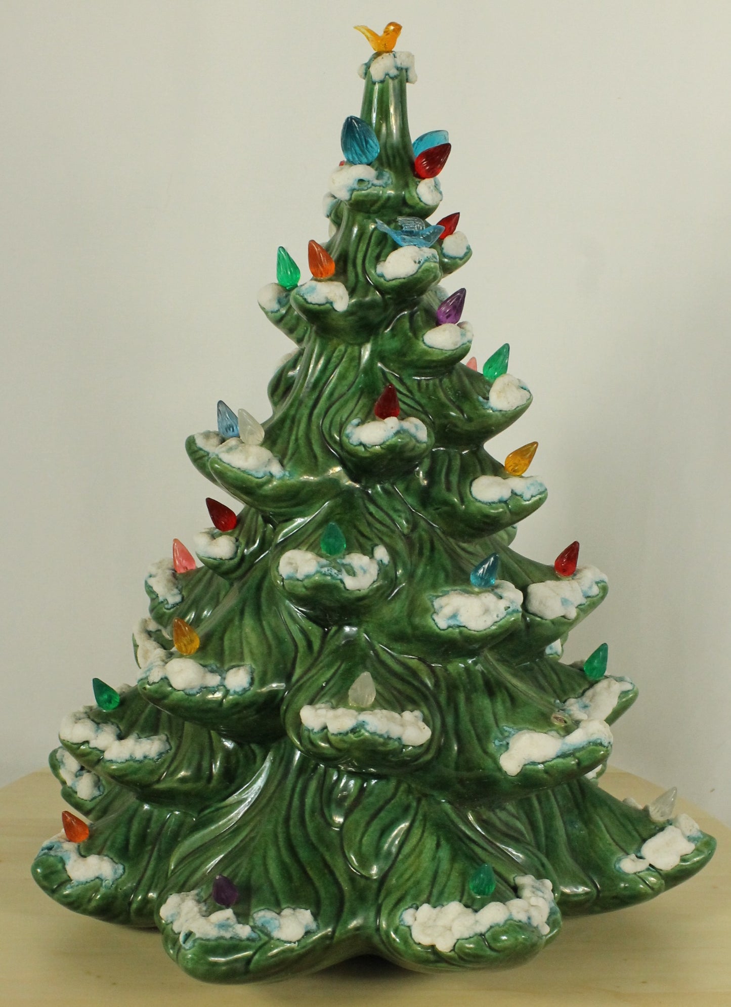 Large Vintage Flocked Ceramic Christmas Tree Top (14.5 Inch, Project Piece)