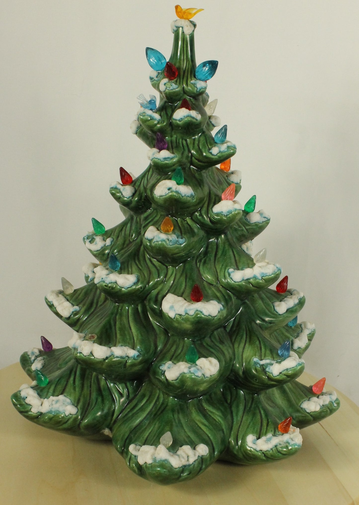 Large Vintage Flocked Ceramic Christmas Tree Top (14.5 Inch, Project Piece)