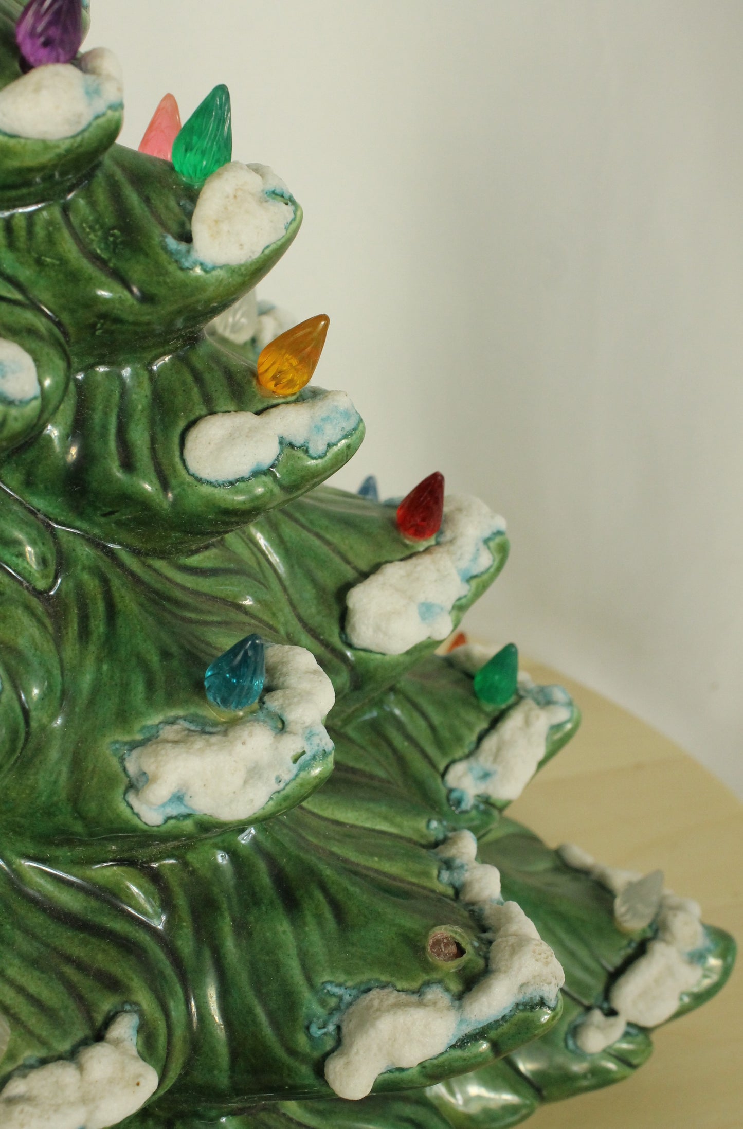 Large Vintage Flocked Ceramic Christmas Tree Top (14.5 Inch, Project Piece)
