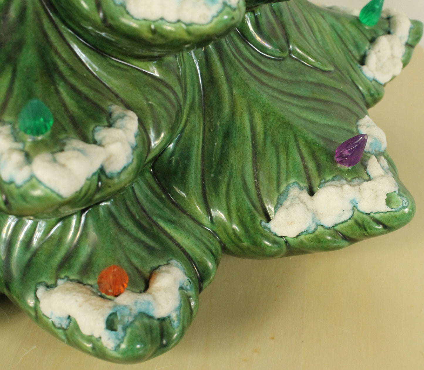 Large Vintage Flocked Ceramic Christmas Tree Top (14.5 Inch, Project Piece)