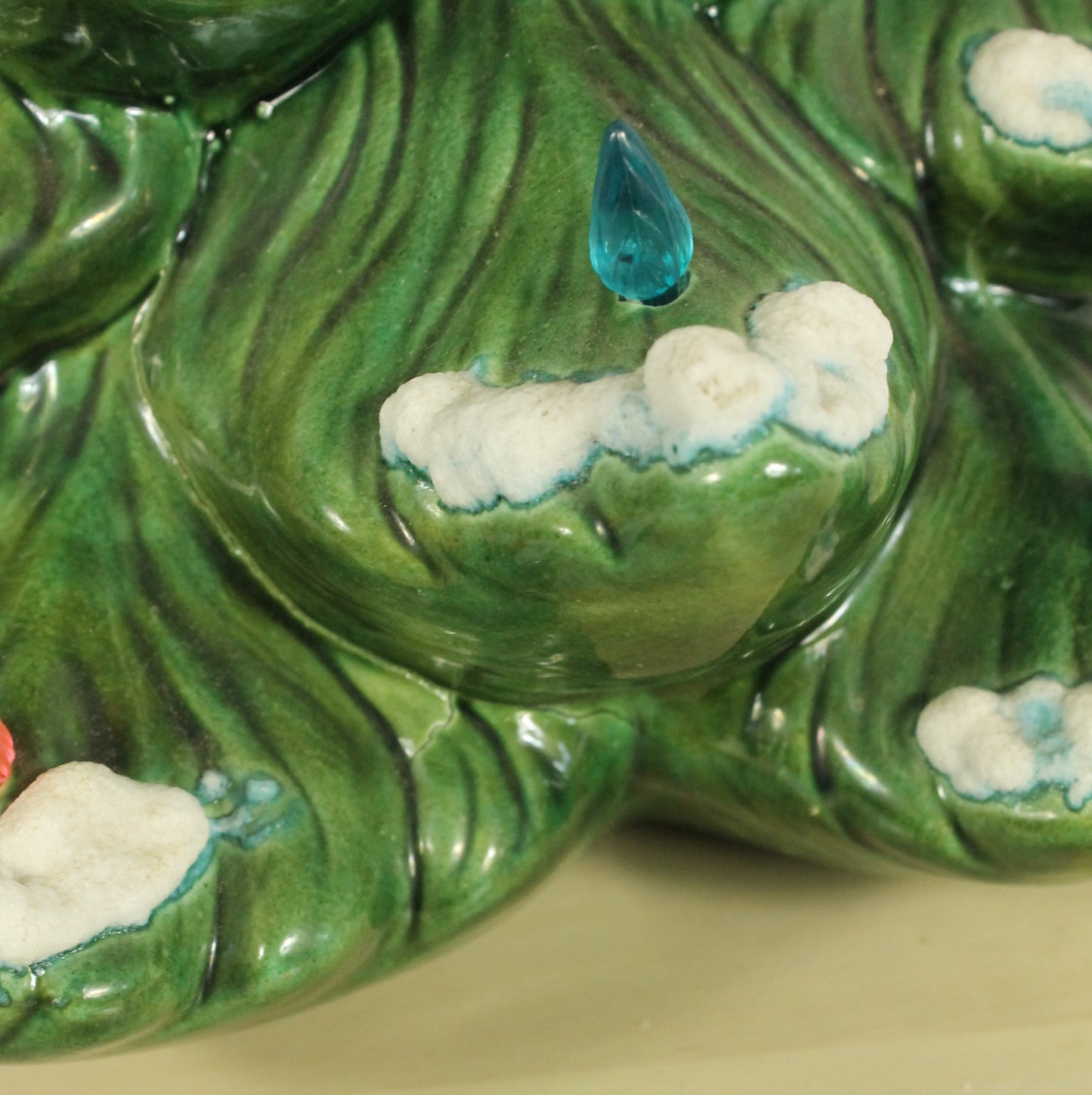 Large Vintage Flocked Ceramic Christmas Tree Top (14.5 Inch, Project Piece)