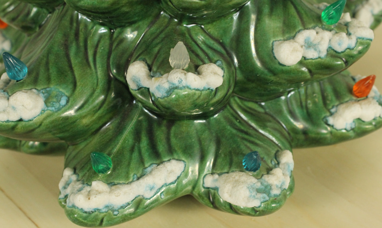 Large Vintage Flocked Ceramic Christmas Tree Top (14.5 Inch, Project Piece)