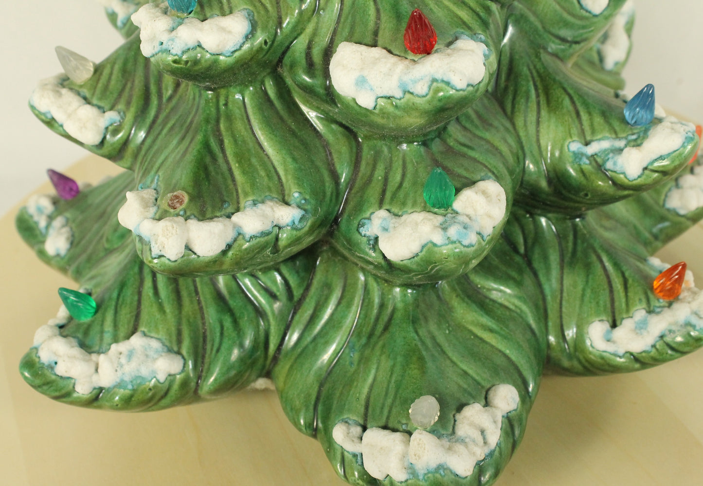 Large Vintage Flocked Ceramic Christmas Tree Top (14.5 Inch, Project Piece)