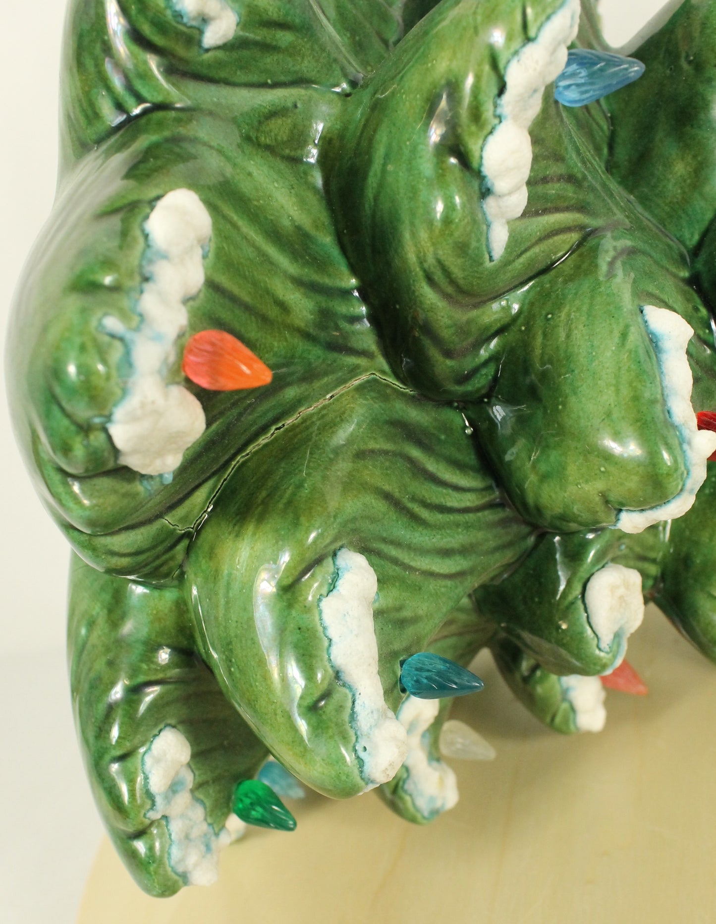 Large Vintage Flocked Ceramic Christmas Tree Top (14.5 Inch, Project Piece)