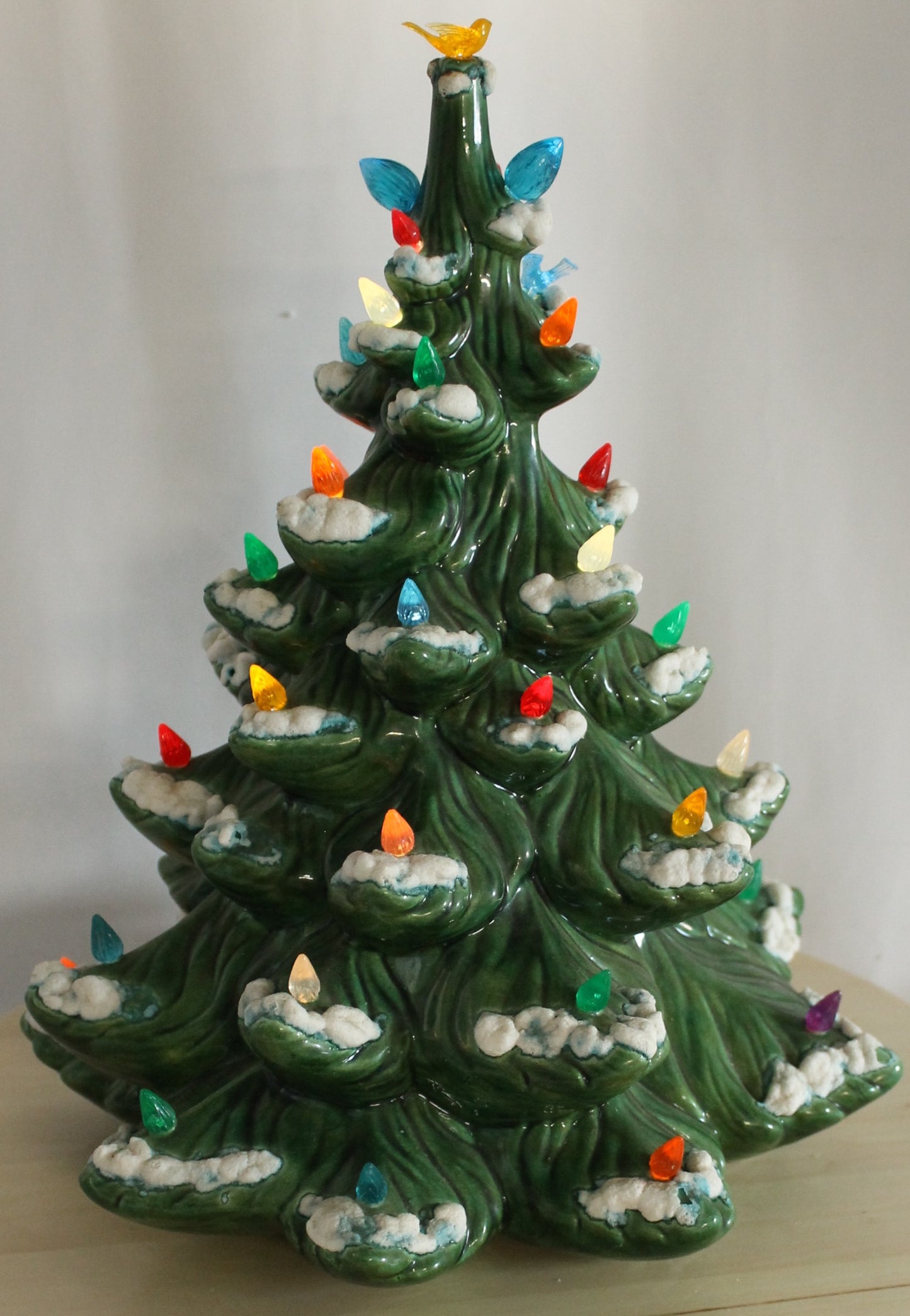 Large Vintage Flocked Ceramic Christmas Tree Top (14.5 Inch, Project Piece)