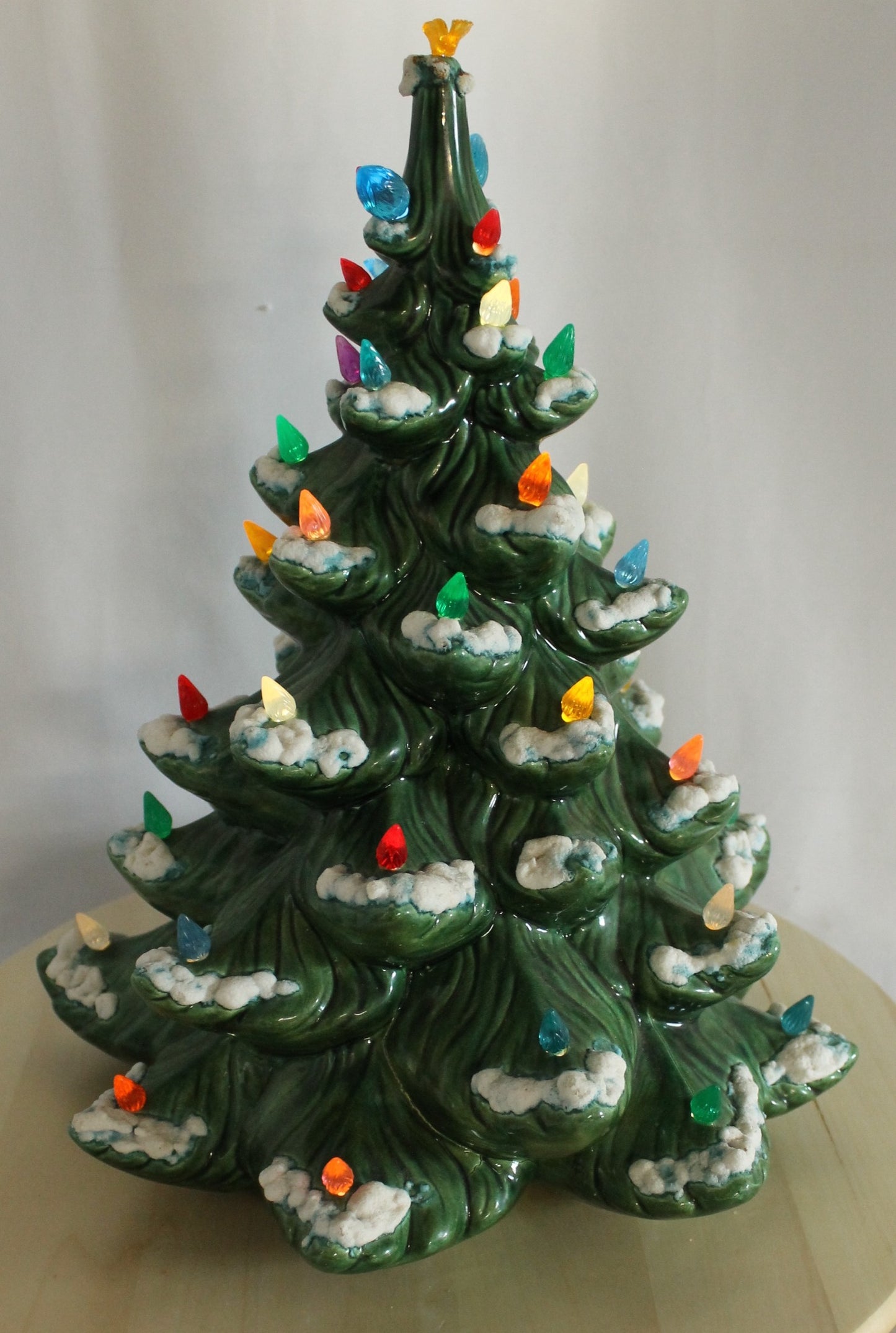 Large Vintage Flocked Ceramic Christmas Tree Top (14.5 Inch, Project Piece)